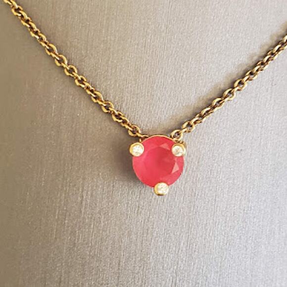 Kate Spade Rise and Shine Mini Pendant in Watermelon with‎ Gold Plated Chain - Picture 1 of 5